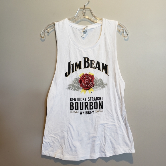 Jim Beam Tops - Jim Beam ladies M white graphic racer back tank